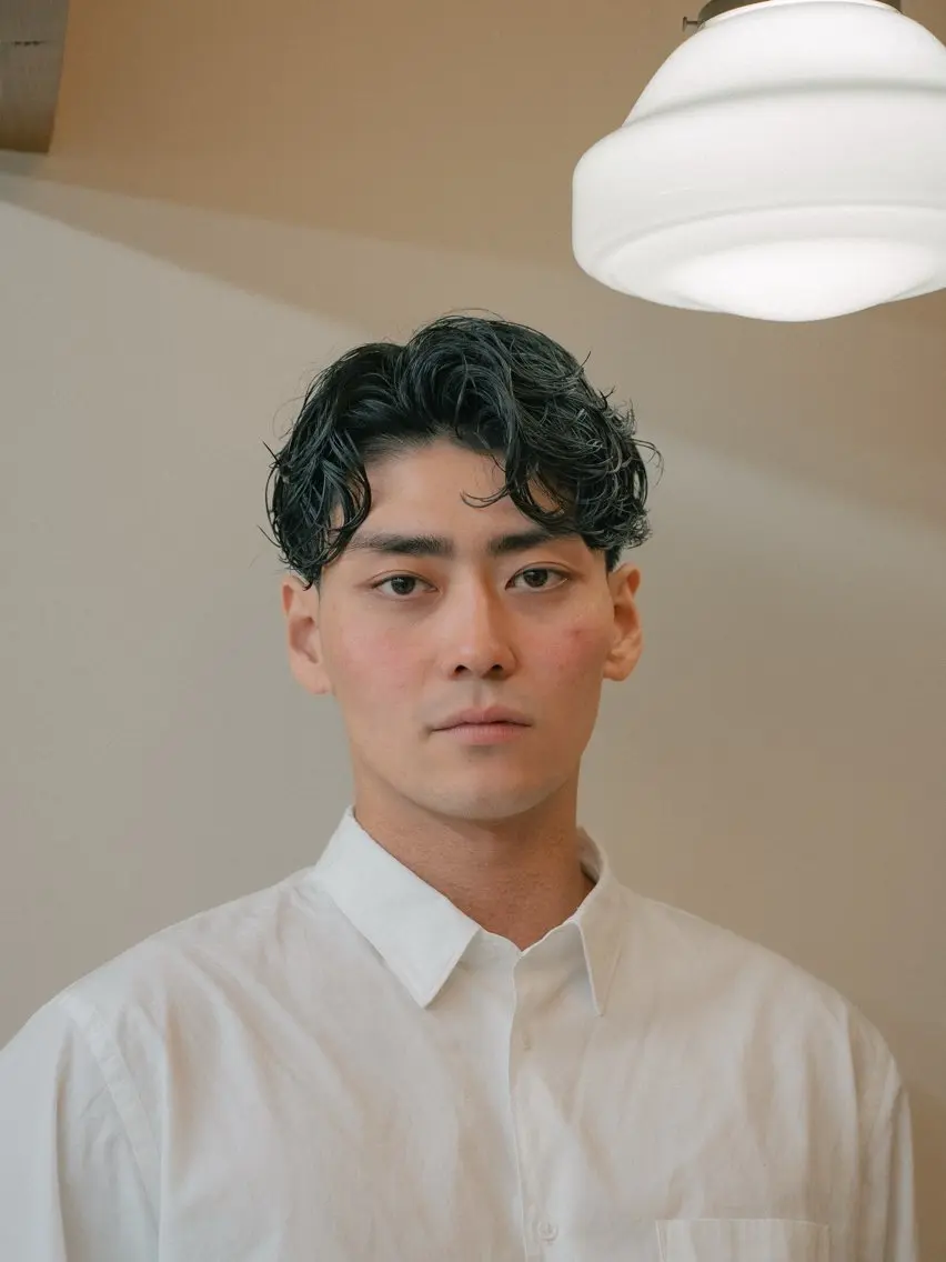 ショート カラー パーマ メンズ センターパート 刈り上げ カット パーマ 🔗メンズサロン🔗 Kieのヘアスタイル