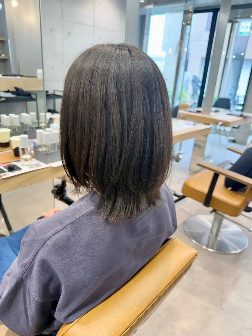 ミディアム カラー カット ヘアカラー トリートメント ヘアセット 艶カラー/レイヤー/ 顔周り/ゆな🕊️のヘアスタイル