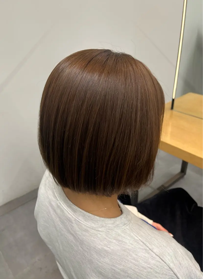 ショート カラー ブラウンカラー ミルクティーブラウン ボブ カット ヘアカラー miu / Balance天王寺のヘアスタイル
