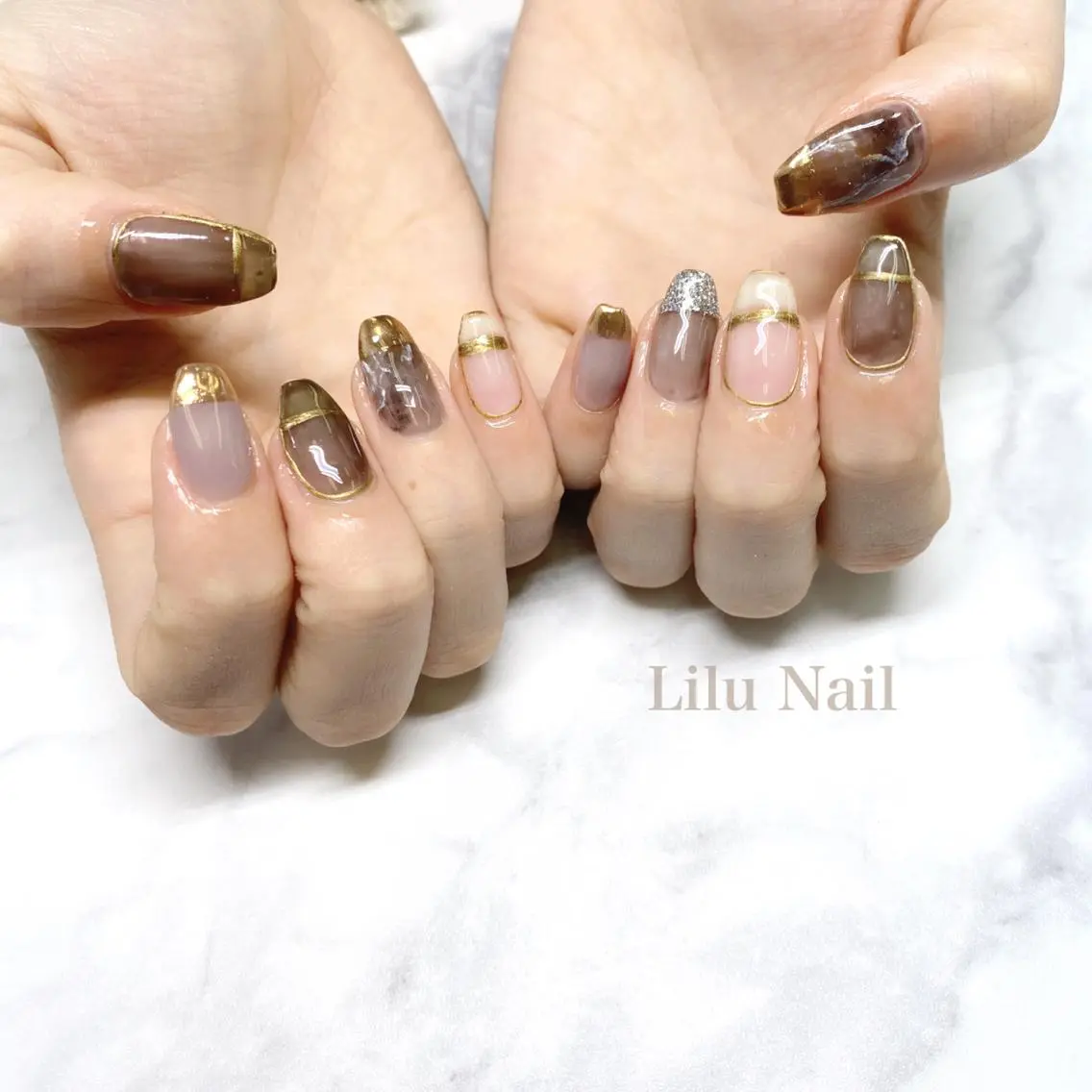 ネイル ニュアンスネイル モチの良さ◉ フィルインネイル♡のネイルデザイン