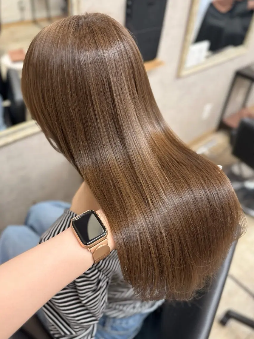 ロング カラー トリートメント カット ヘアカラー トリートメント miyu♡̷̷ 韓国ヘア/顔まわりのヘアスタイル