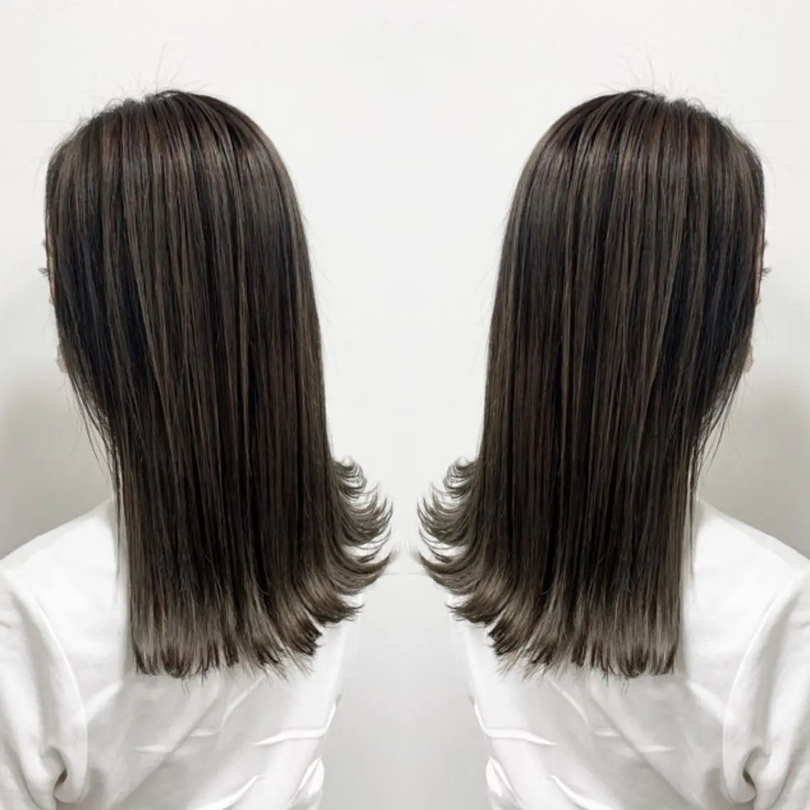 セミロング ハイライト レイヤー×縮毛矯正 深見 拓のヘアスタイル