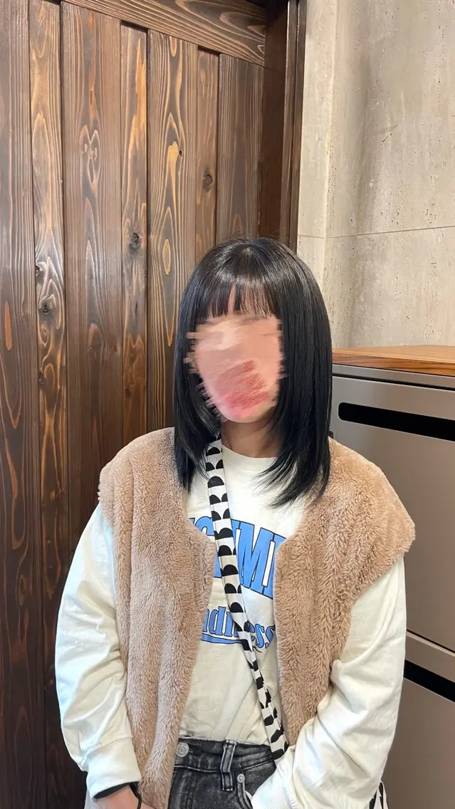 前髪カット＋ワンカラーの写真