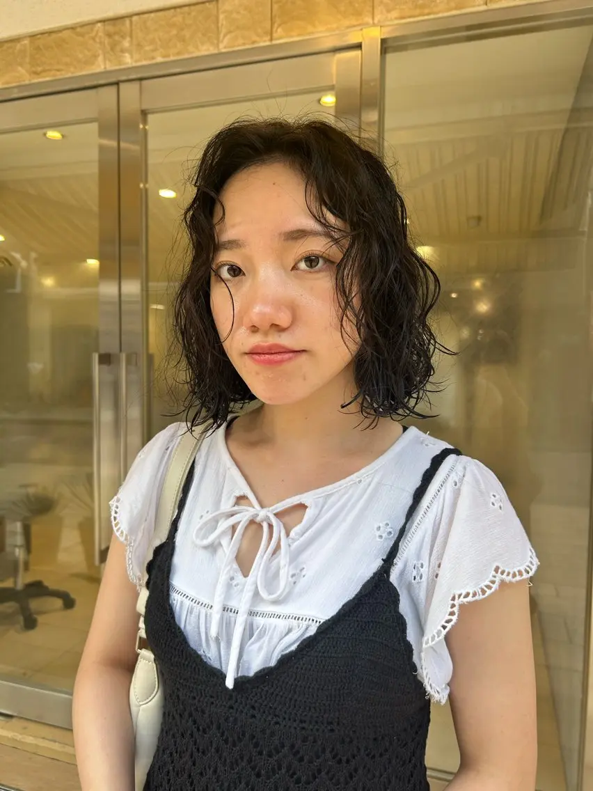 ミディアム パーマ パーマ メンズ得意です💥 ハユカといいます❗️のヘアスタイル