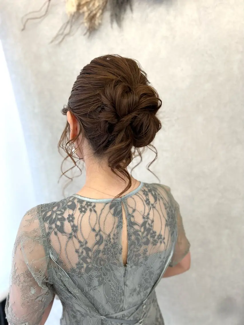 セミロング ヘアアレンジ 結婚式・ブライダル ヘアセット 伊藤 栄子のヘアスタイル