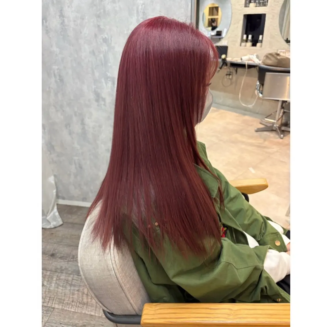 ロング カラー ピンクカラー レッドカラー ヘアカラー こうら かすみのヘアスタイル
