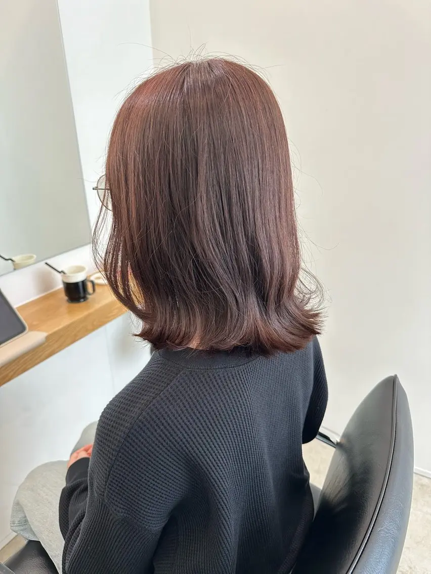 ミディアム カラー ブラウンカラー ピンクカラー ピンクブラウン カット ヘアカラー トリートメント レイヤー/ナチュラル 💐nao.のヘアスタイル