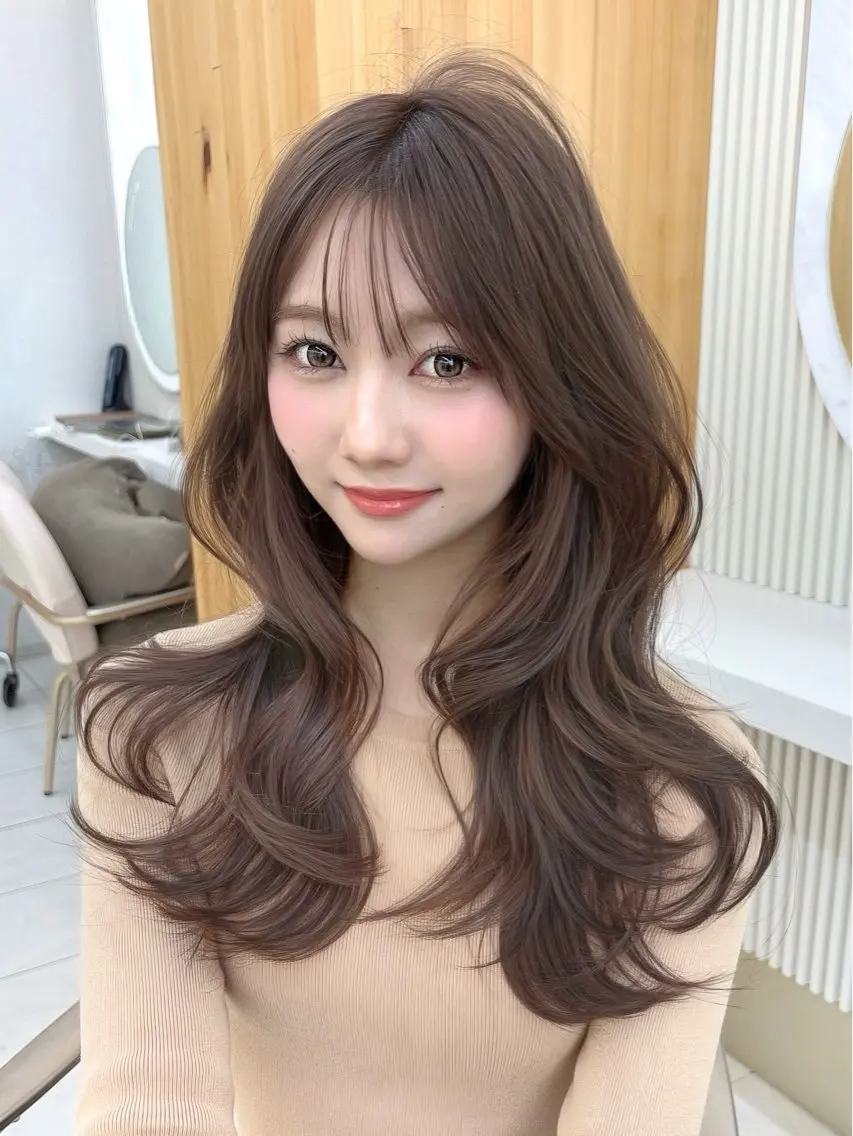 ロング カラー パーマ 銀座✨レイヤーカット 顔まわり/坂本亜裟海のヘアスタイル
