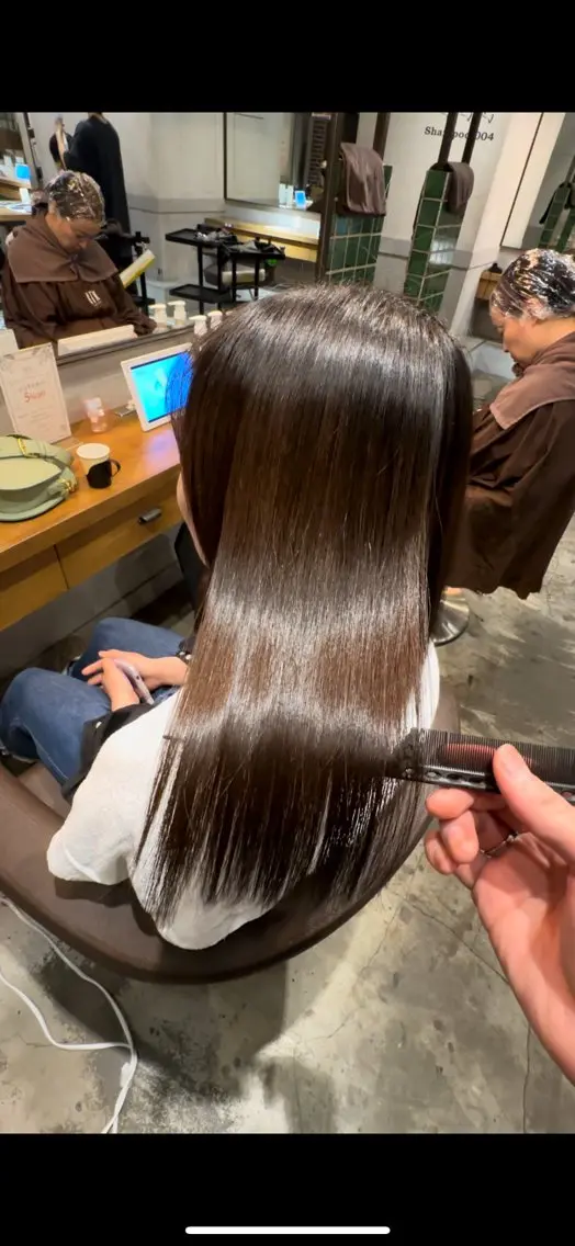 ロング カラー パーマ 髪質改善 ストレートパーマ 縮毛矯正 トリートメント 髪質改善 すずきひじりのヘアスタイル