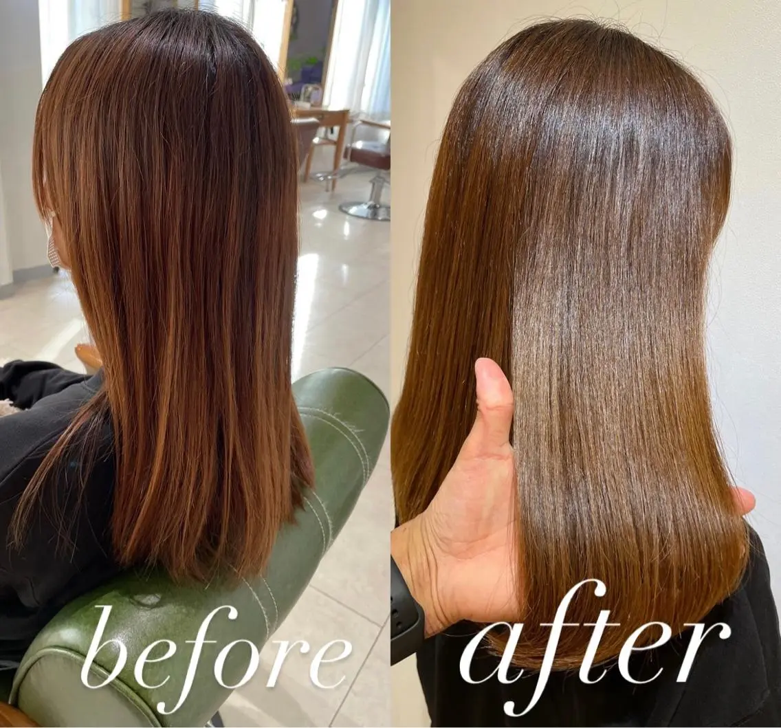 ミディアム カラー パーマ アクアカラー 髪質改善 トリートメント カット ヘアカラー トリートメント 過去一の柔髪ヘア 🌿einshairのヘアスタイル
