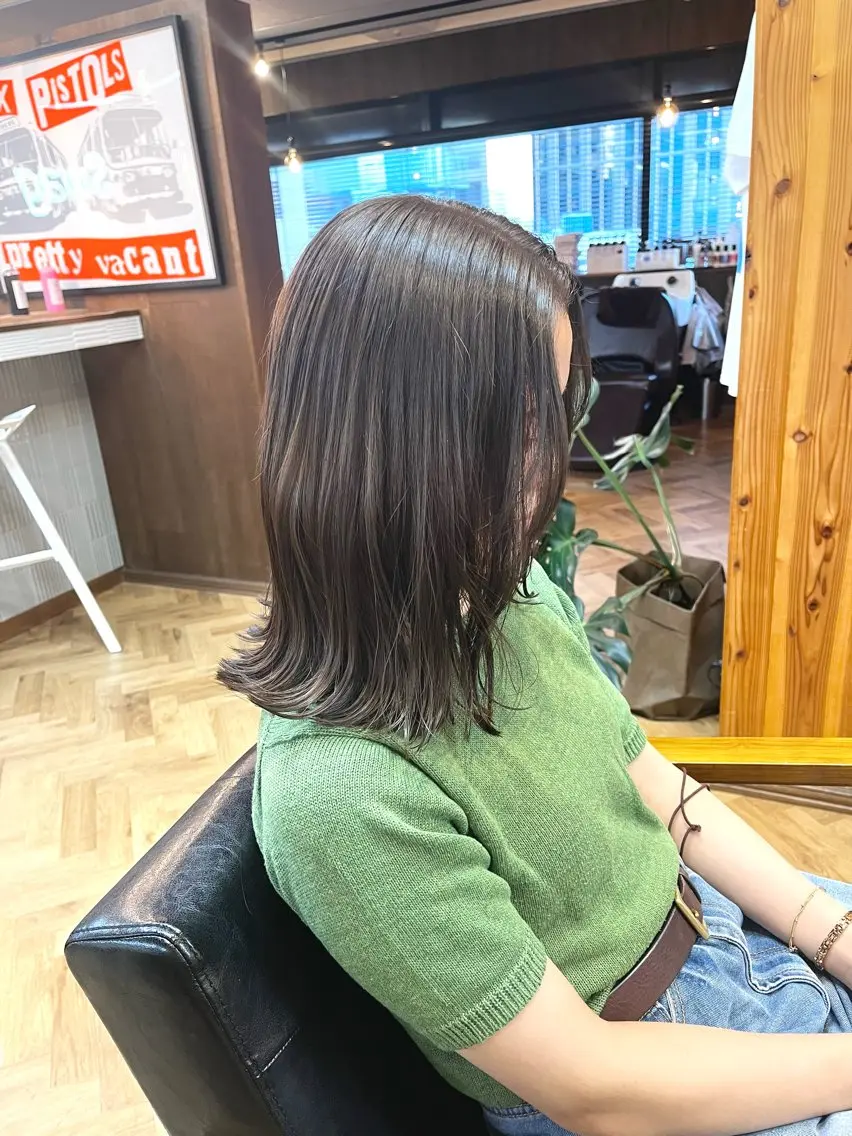 ミディアム カラー ヘアアレンジ ブリーチ ダブルカラー ブリーチなしカラー カット ヘアカラー トリートメント ena/ブリーチなし 透明感・レイヤー🎀のヘアスタイル