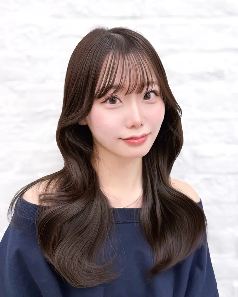 ロング カラー レイヤーカット カット ヘアカラー トリートメント 韓国ガーリーヘア🎀 Sayaka🤍のヘアスタイル