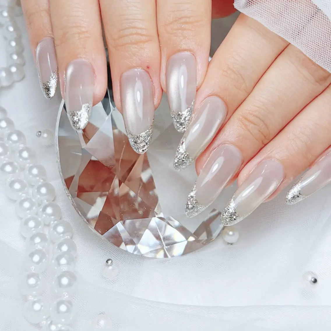 ネイル フレンチネイル ガラスフレンチ ハンドネイル 10 nailのネイルデザイン