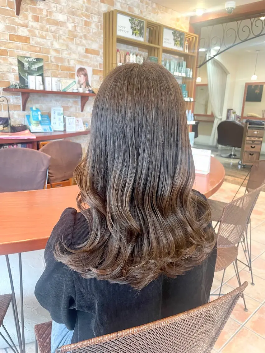 ロング カラー カット ヘアカラー トリートメント 南草津/ボブ/ 髪質改善/桂琴美のヘアスタイル