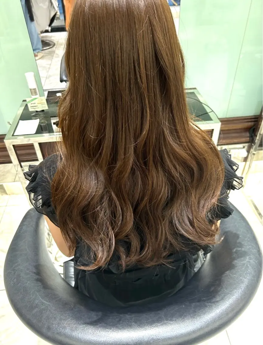 セミロング パーマ カット パーマ 韓国っぽ水光肌カラー マンツーマン🫧なおのヘアスタイル