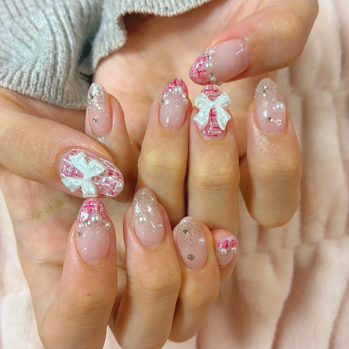 ネイル ツイードネイル 🌴konami 4U NAIL🥥のネイルデザイン