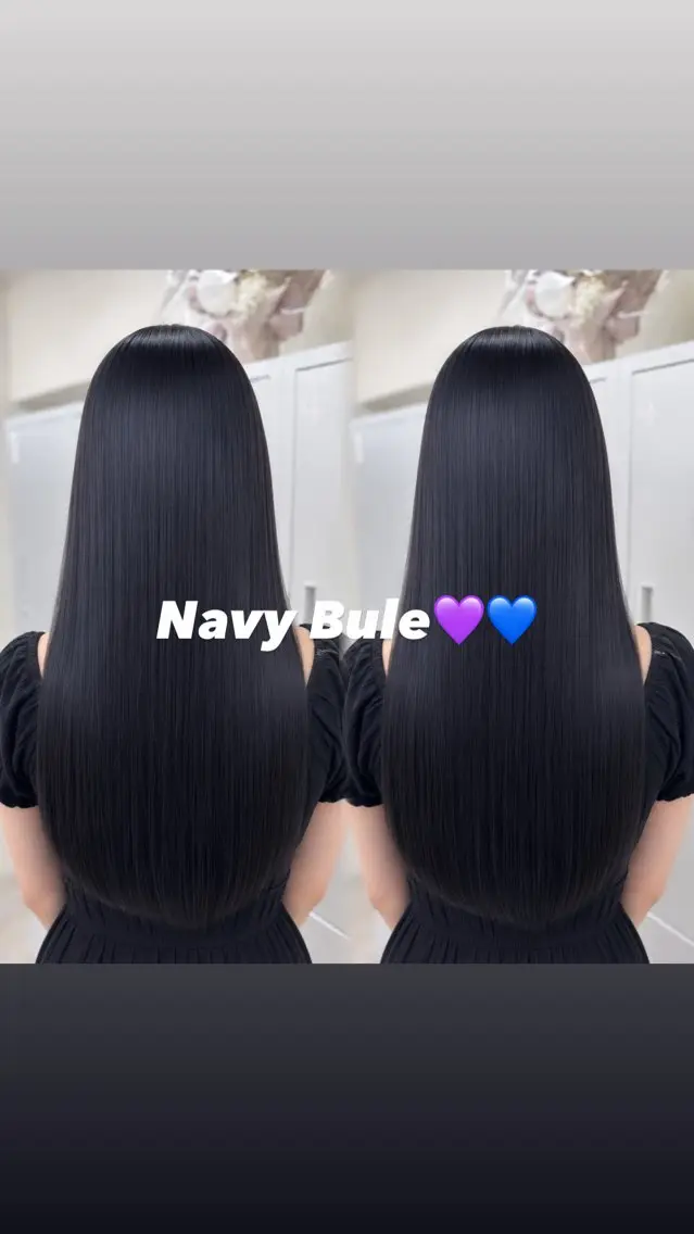 ロング カラー ベージュカラー 黒髪 ブリーチ ブルーカラー ブルーブラック ヘアカラー coco ウナのヘアスタイル