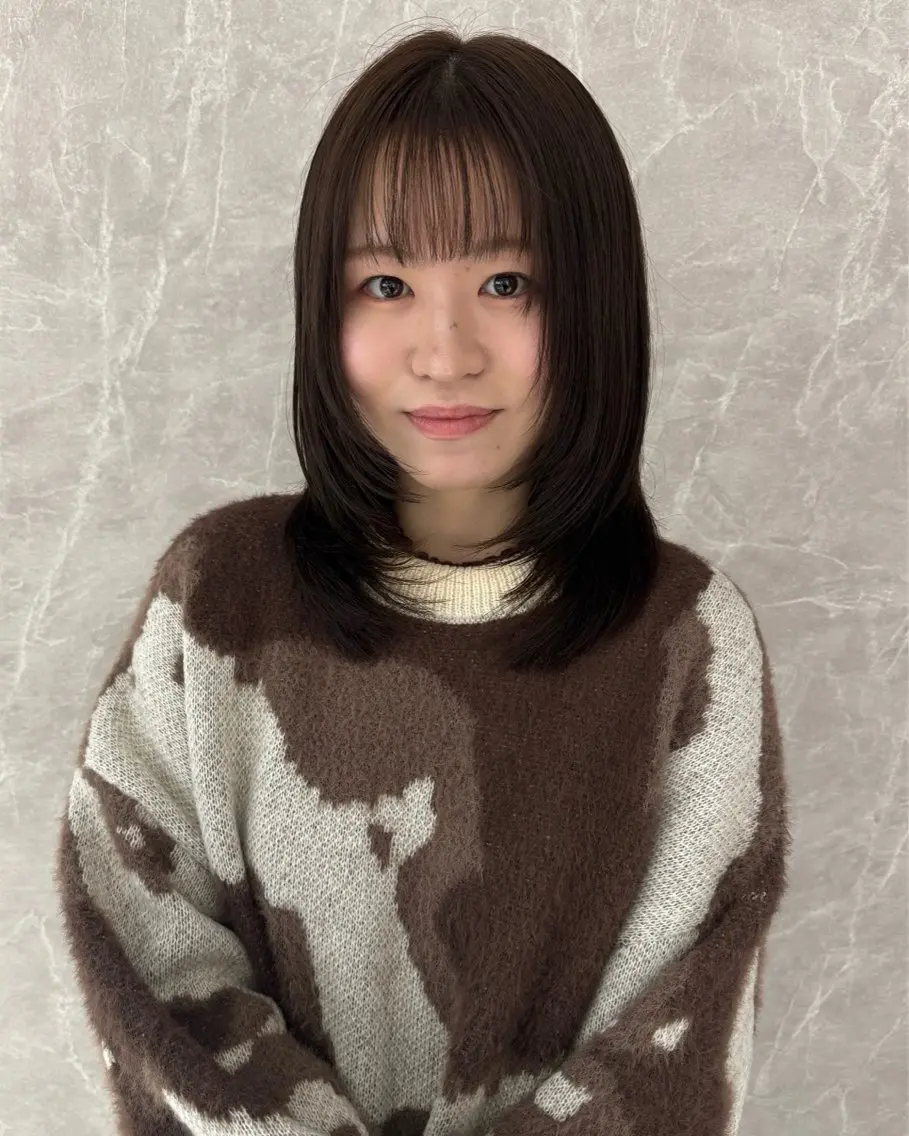 ミディアム カット ヘアカラー トリートメント 髪質改善/ボブ レイヤー/今城愛友花のヘアスタイル