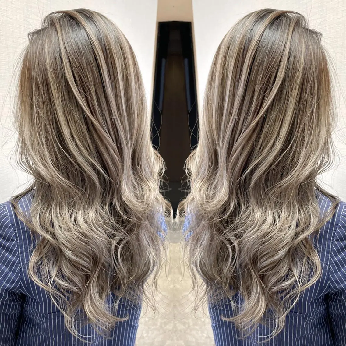ロング カラー ヘアアレンジ バレイヤージュ ベージュカラー ハイライトカラー ハイトーンカラー ハイトーンベージュ カット ヘアカラー 松井那津子 /ハイライトブリーチのヘアスタイル