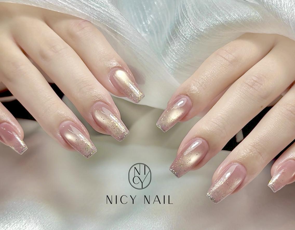 ネイル アートネイル オーロラネイル ブルー チークネイル フットネイル ハンドネイル Rika_ Nicy Nailのネイルデザイン