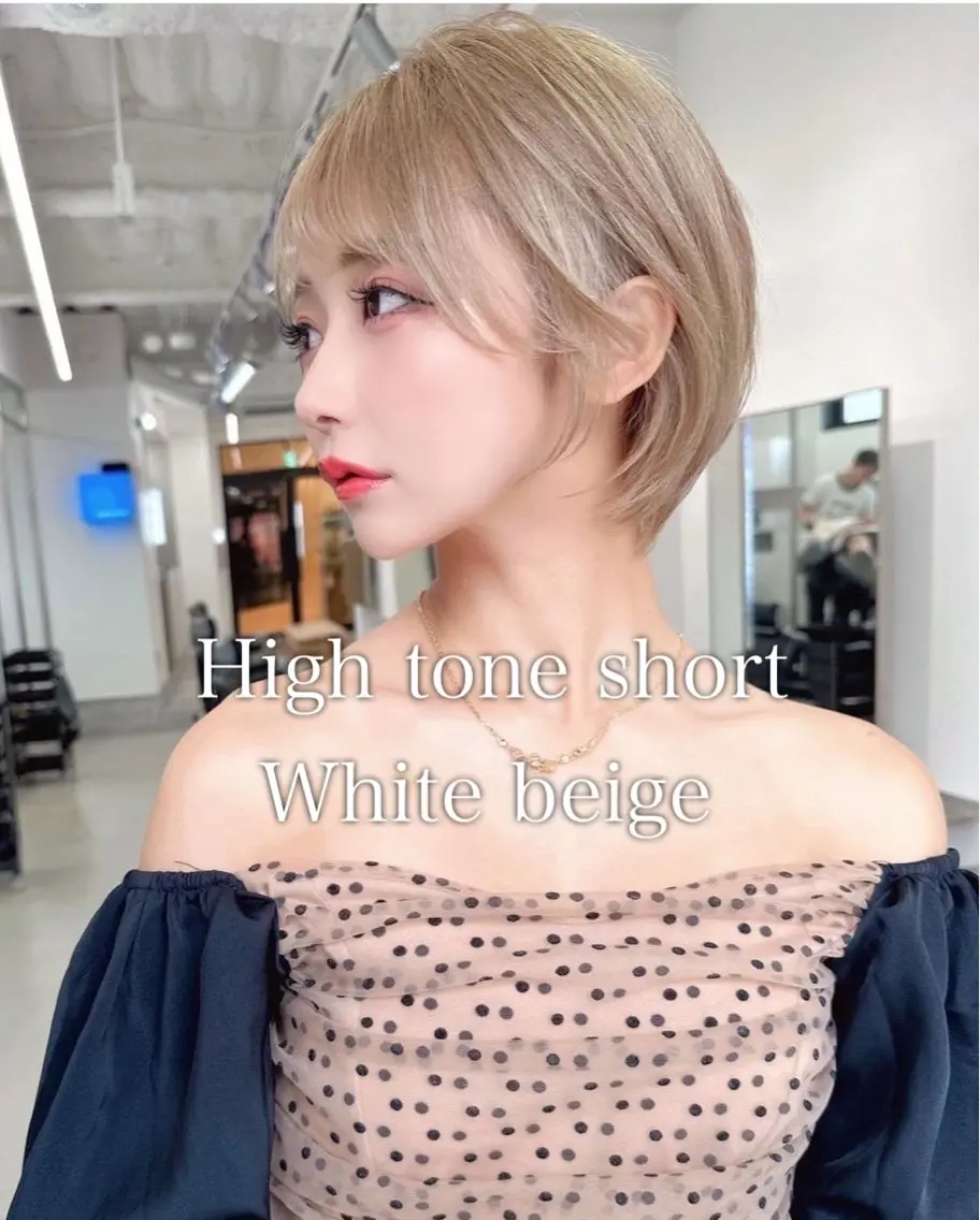 ショート カラー ブリーチ ハイトーンカラー 顔周りカット ショートヘア ヘアカラー トリートメント 荻野 峻輔/レイヤー /ハッシュ/透明感のヘアスタイル