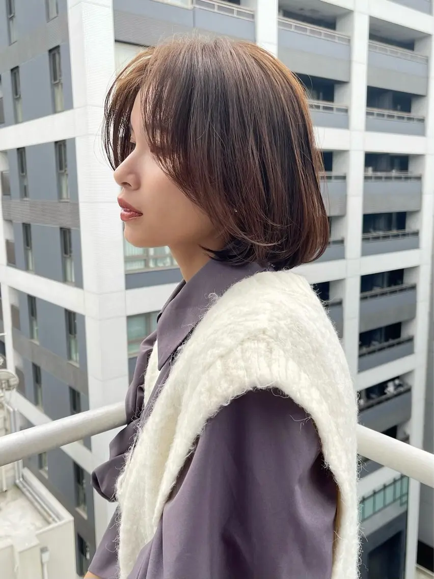 ミディアム イエローカラー 韓国風ヘア レイヤーカット シースルーバング 小顔カット カット 縮毛矯正 ショート・ボブ特化 mahoのその他イメージ