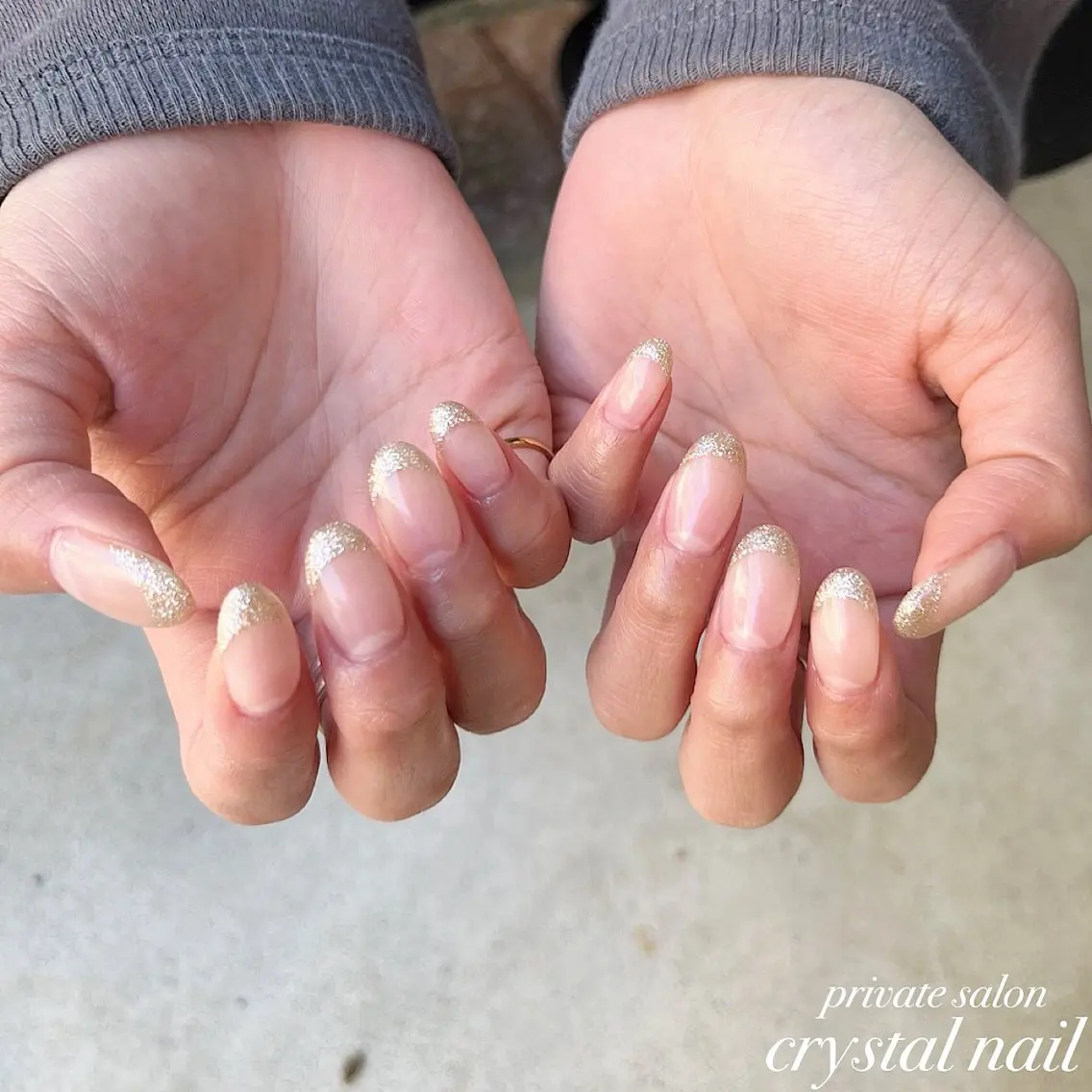 ネイル フレンチネイル ラメ(グリッター) Crystal Nailのネイルデザイン