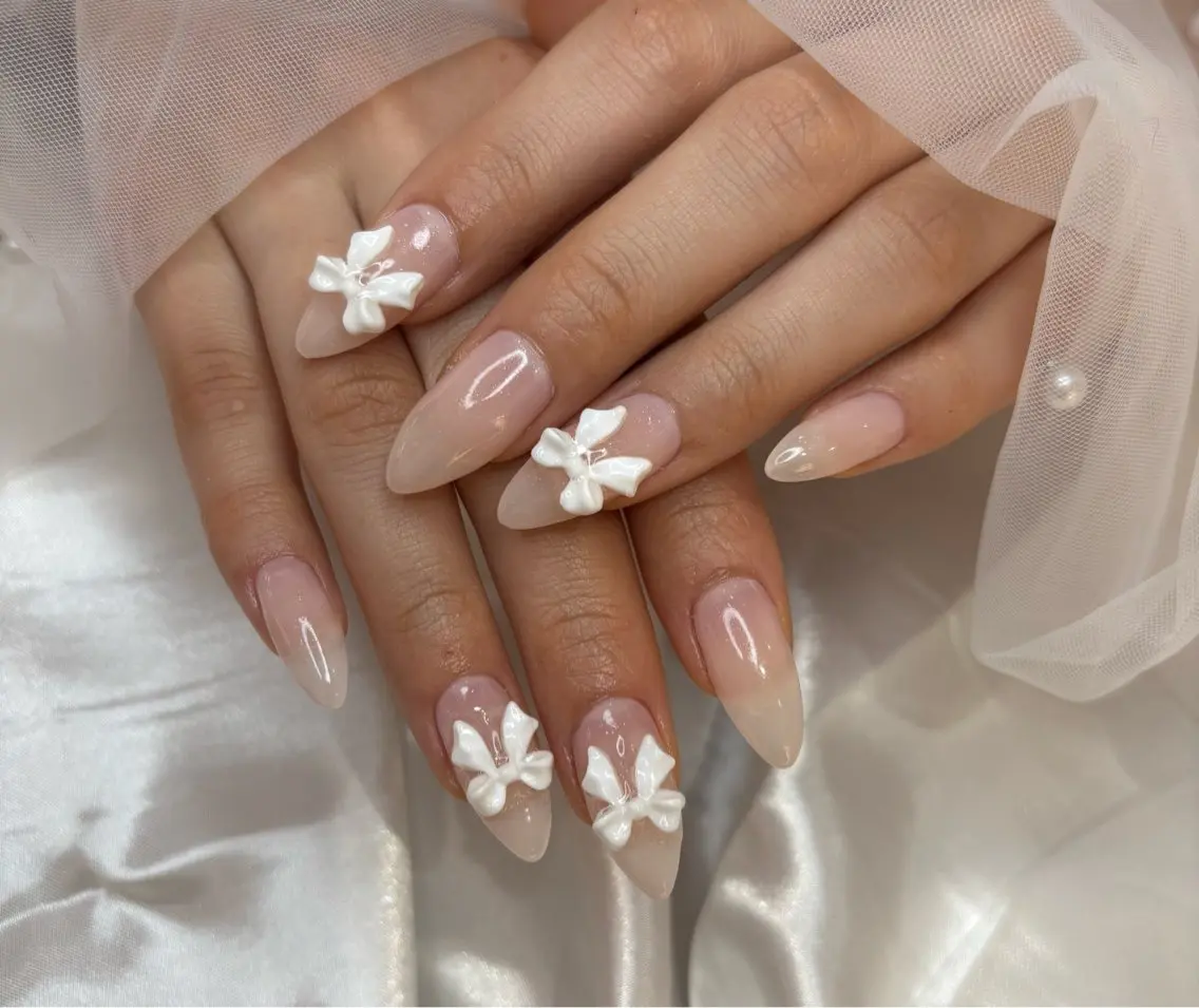 ネイル 韓国ネイル リボン シンプルネイル ワンホンネイル ハンドネイル nailsalon JOUR Jのネイルデザイン