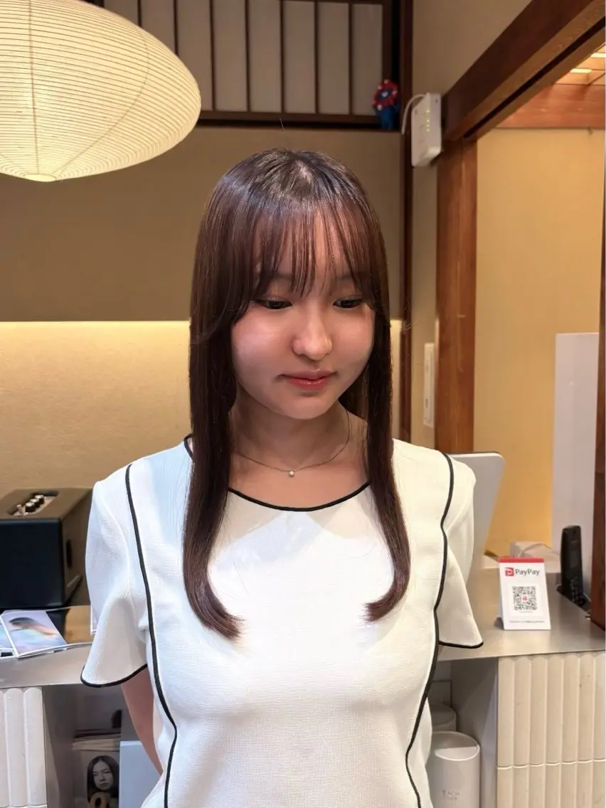 セミロング カラー ベージュカラー 透明感カラー ラベンダーカラー ラベンダーベージュ ヘアカラー トリートメント saho ⟡.·のヘアスタイル
