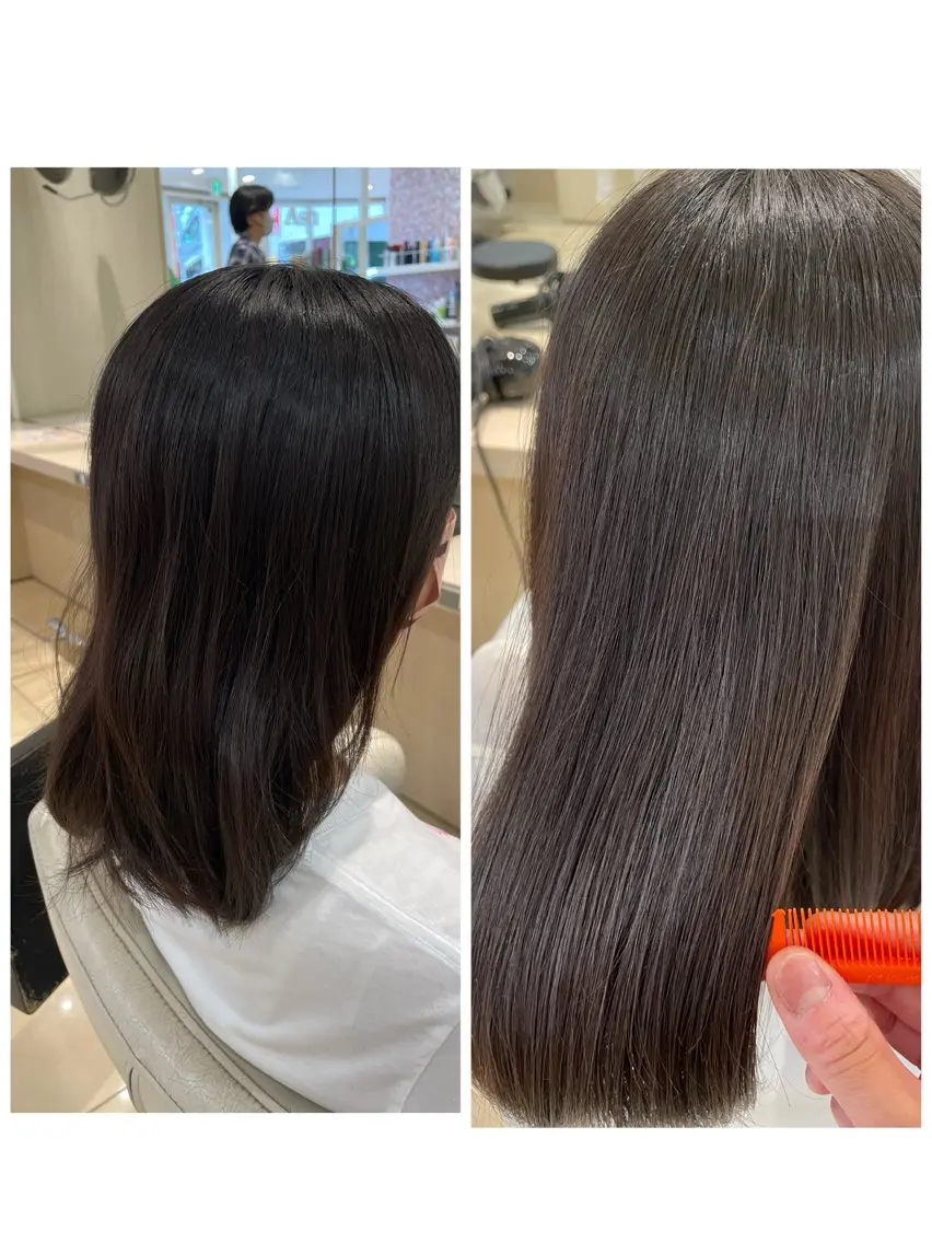 ロング カット 縮毛矯正 カジサ ケイコのヘアスタイル
