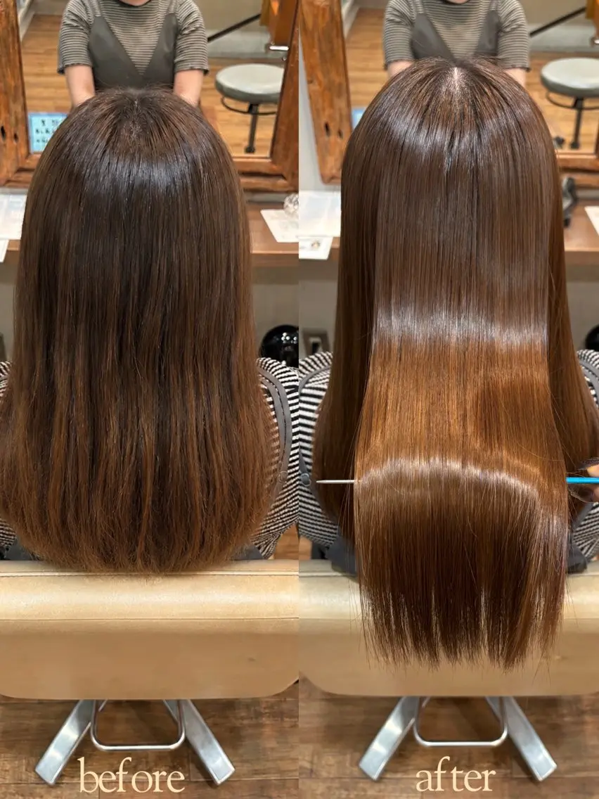 ロング 縮毛矯正 あべゆうか 縮毛矯正のヘアスタイル