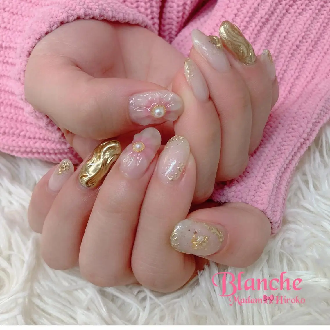 ネイル フラワーネイル ぷっくりネイル 春ネイル ハンドネイル Lianネイル 寛子Lianのネイルデザイン