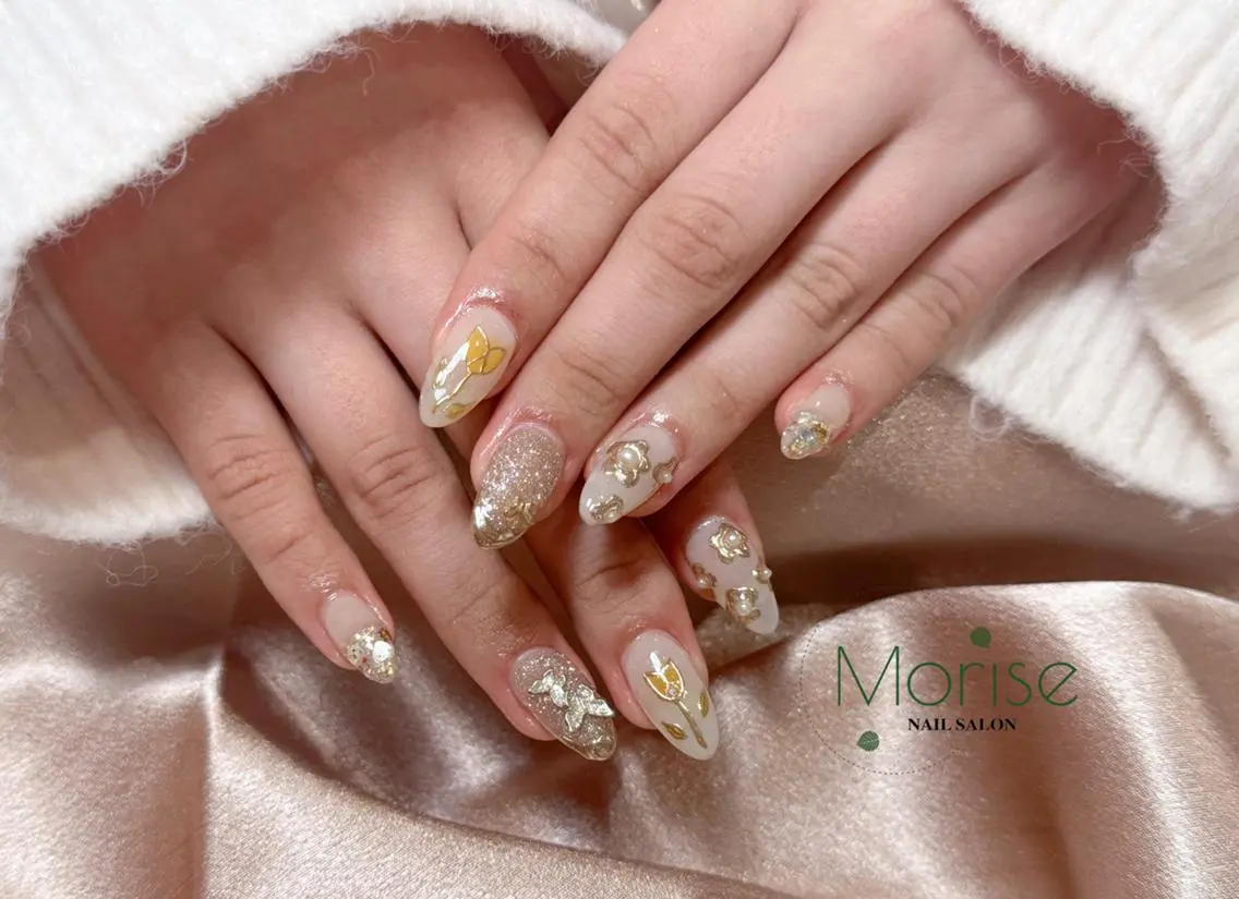 ネイル 長さ出し フレンチネイル ジェルネイル ガラスフレンチ 韓国ネイル MoriseNail Jr研修💜イシダのネイルデザイン