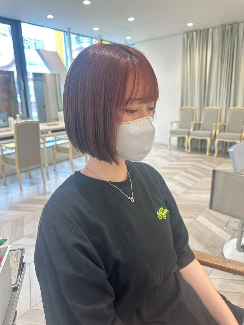 ショート ボブ カット 小顔レイヤー/ ベージュ🤍Rieのヘアスタイル