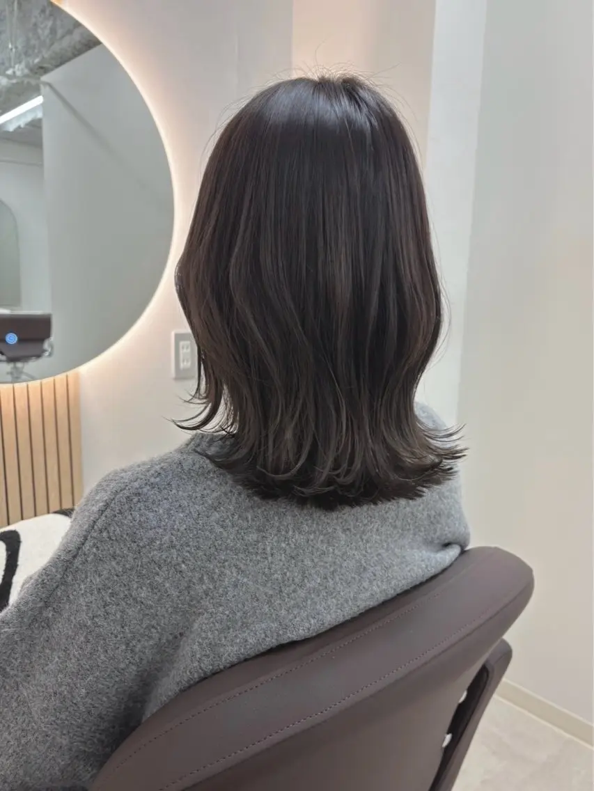 ミディアム カラー カット ヘアカラー トリートメント 渋谷｜柔らかカラー 似合わせ🤍rinaのヘアスタイル