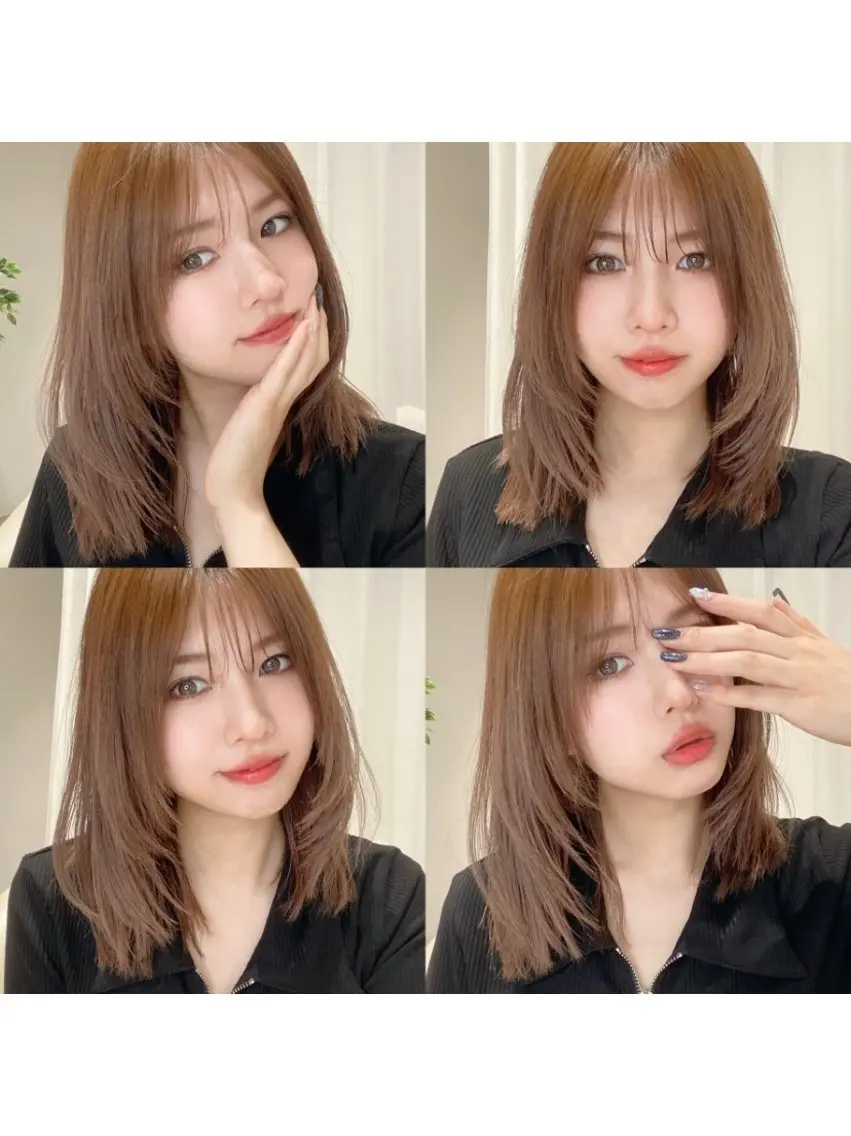 ミディアム カラー パーマ ヘアアレンジ カット ヘアカラー トリートメント ヘアセット 小野寺瑞希 /最小顔カットのヘアスタイル