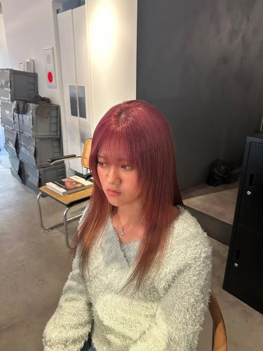 カラー ベージュカラー デザインカラー ピンクカラー ピンクベージュ ヘアカラー ⭐️植田瑠菜⭐️ カラー／縮毛矯正のヘアスタイル