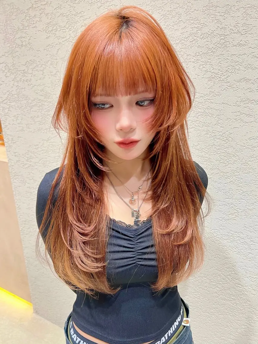 ロング カラー カット ヘアカラー トリートメント 興津/韓国レイヤー ダブルカラー美髪縮毛のヘアスタイル