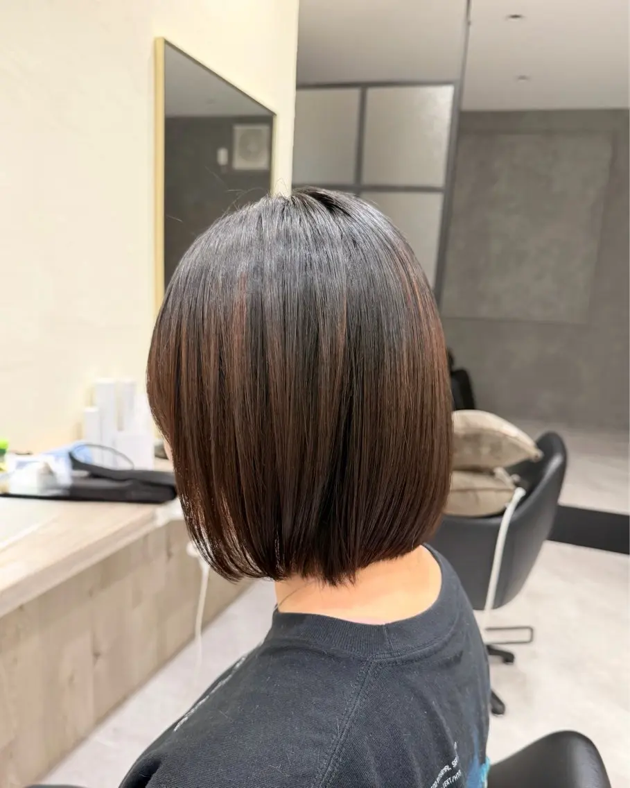 ショート ボブ くせ毛 縮毛矯正 トリートメント 長沖彩加/勝田台/ 髪質改善/艶髪カラーのヘアスタイル