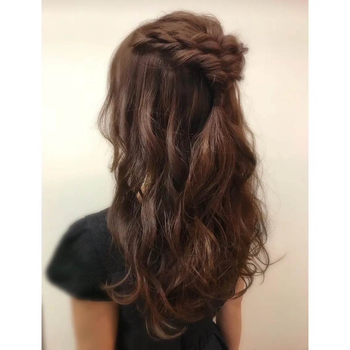 ロング カラー ヘアアレンジ ハーフアップ ピンクカラー 岩崎 よしの /BRAT/築地口のヘアスタイル