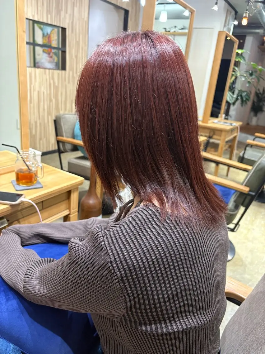 【暖色好きさん】🍒ピンク・カシスカラー＋トリートメント🍒の写真
