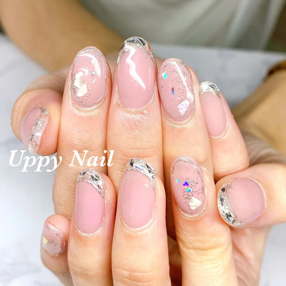 ネイル フレンチネイル ガラスフレンチ ハンドネイル Uppy Nail ukyoのネイルデザイン