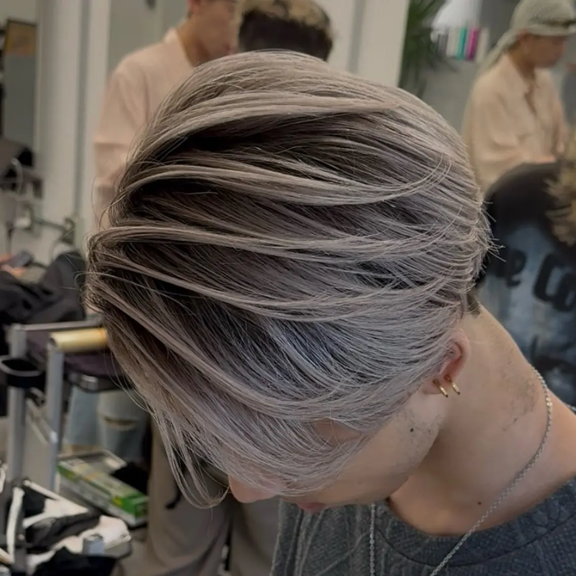ミディアム カラー パーマ ヘアアレンジ メンズ メンズパーマ 🌫デザインカラーのヘアスタイル