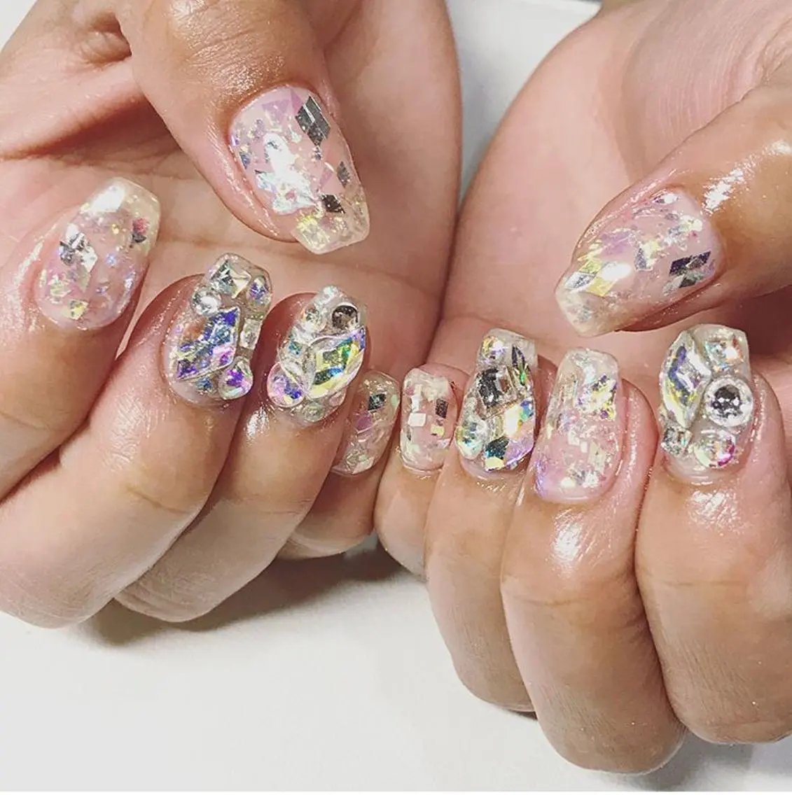 ネイル 渋谷／チップ長さ出し 👑アプレgel-xのネイルデザイン