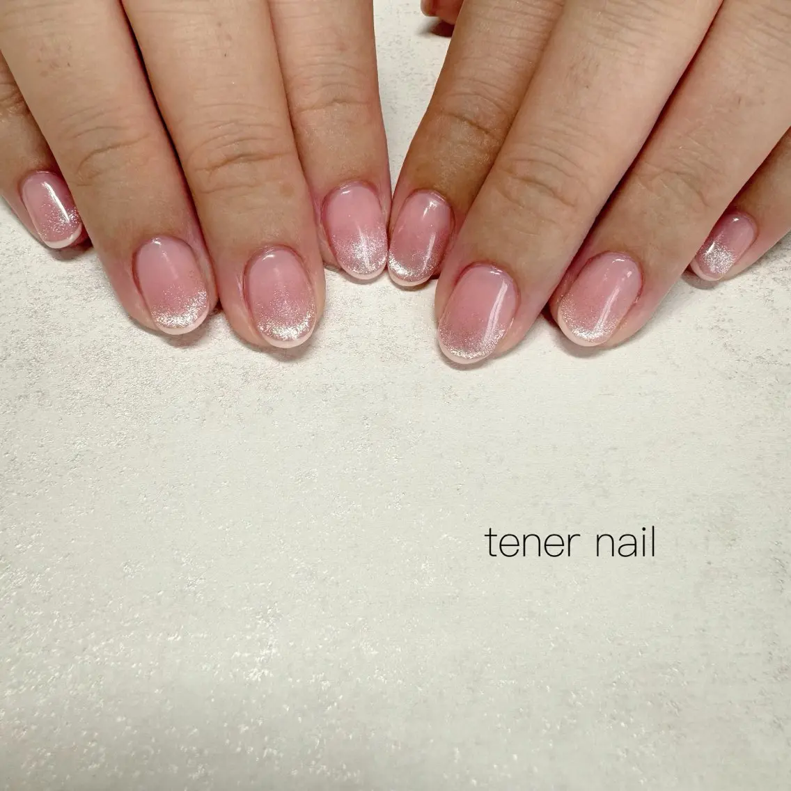 ネイル フレンチネイル マグネットネイル マグネットフレンチ ピンク ハンドネイル テネルネイル tener nailのネイルデザイン