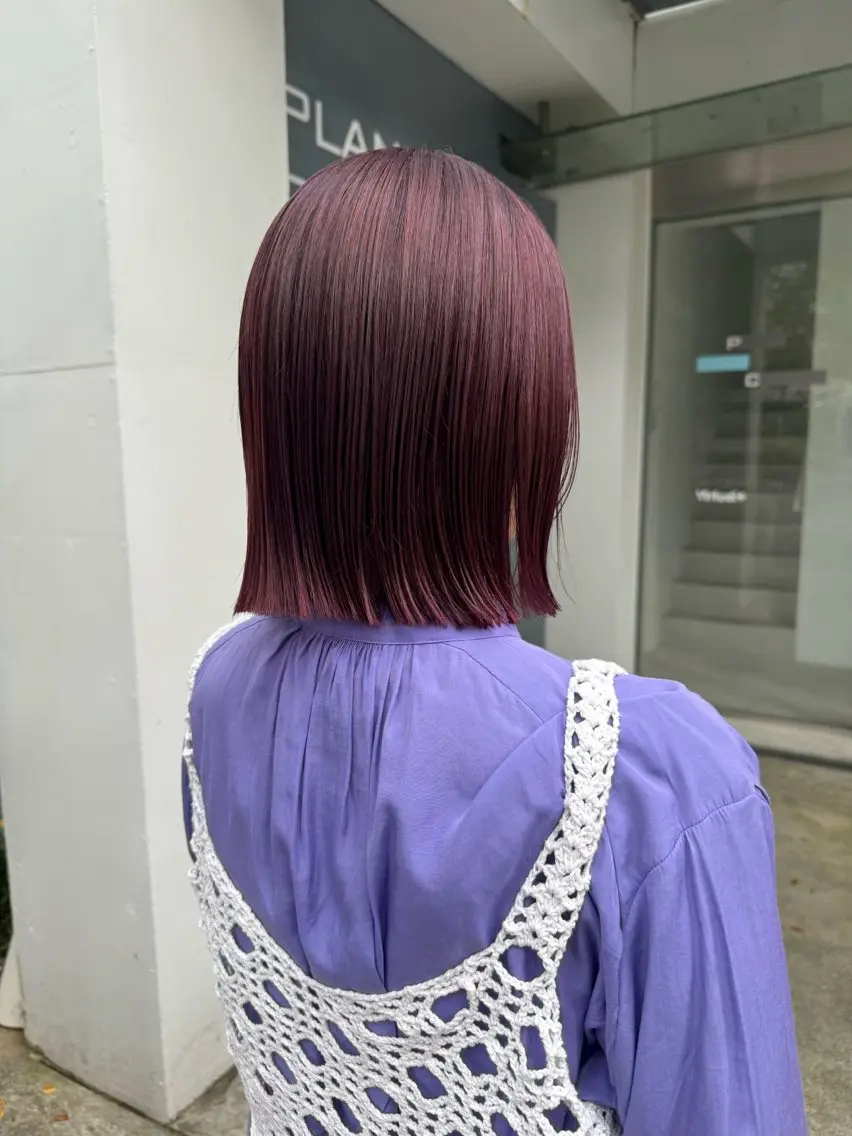 ミディアム カラー カシス ピンクカラー カット ヘアカラー トリートメント Lomalia 🤍🫧/makoのヘアスタイル