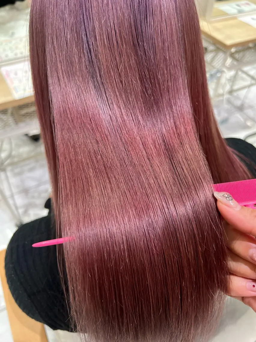 ロング カラー ブリーチ ピンクカラー 酸性ストレート人気 No,1/カスミ🩰のヘアスタイル