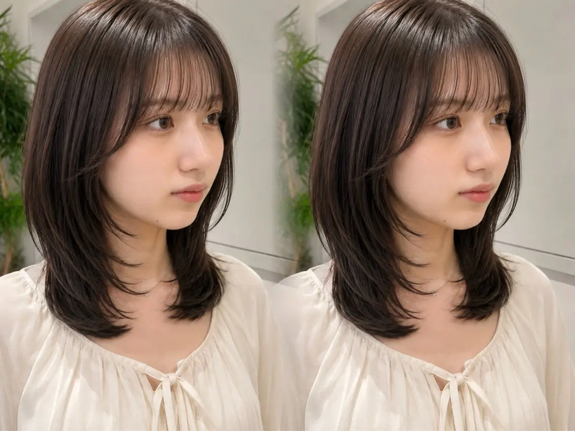 ミディアム カラー ミディアムレイヤー レイヤーカット 小顔カット カット ヘアカラー トリートメント 池袋/小顔レイヤー/ 顔まわり/taigaのヘアスタイル
