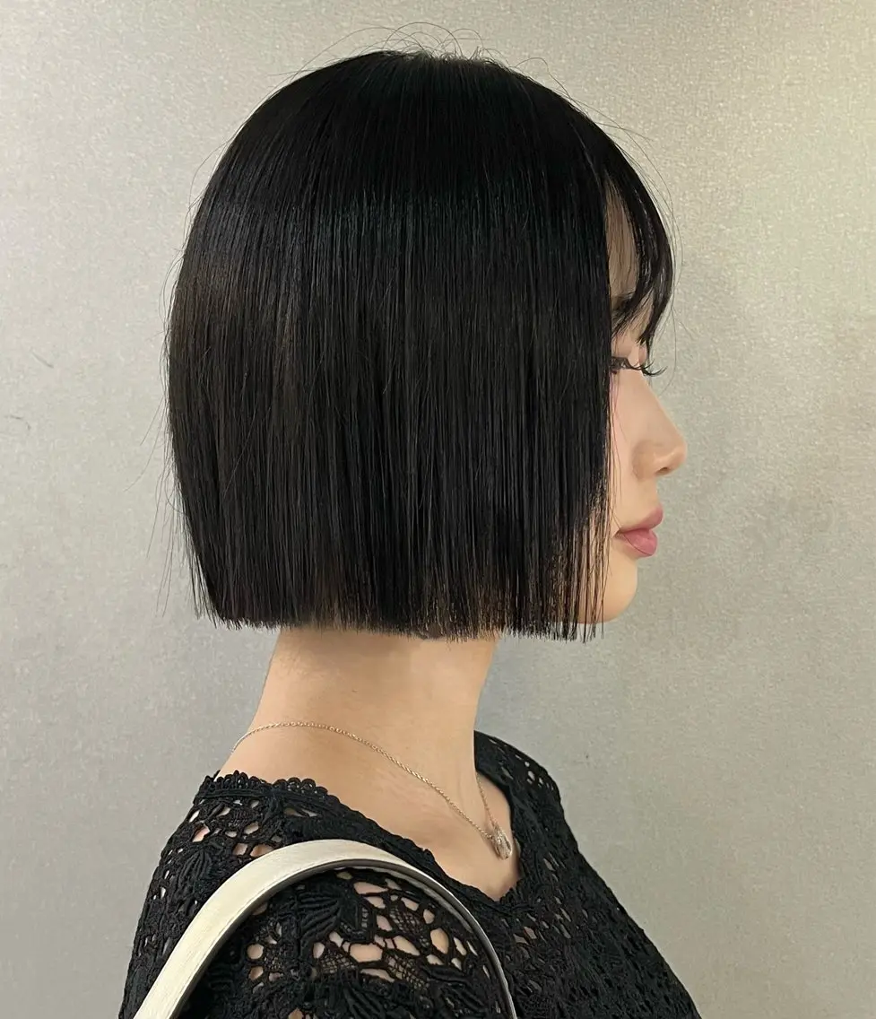 ショート カラー 黒髪 ボブ 小顔カット カット ヘアカラー 韓国ボブ/ハッシュ カットKIRAのヘアスタイル