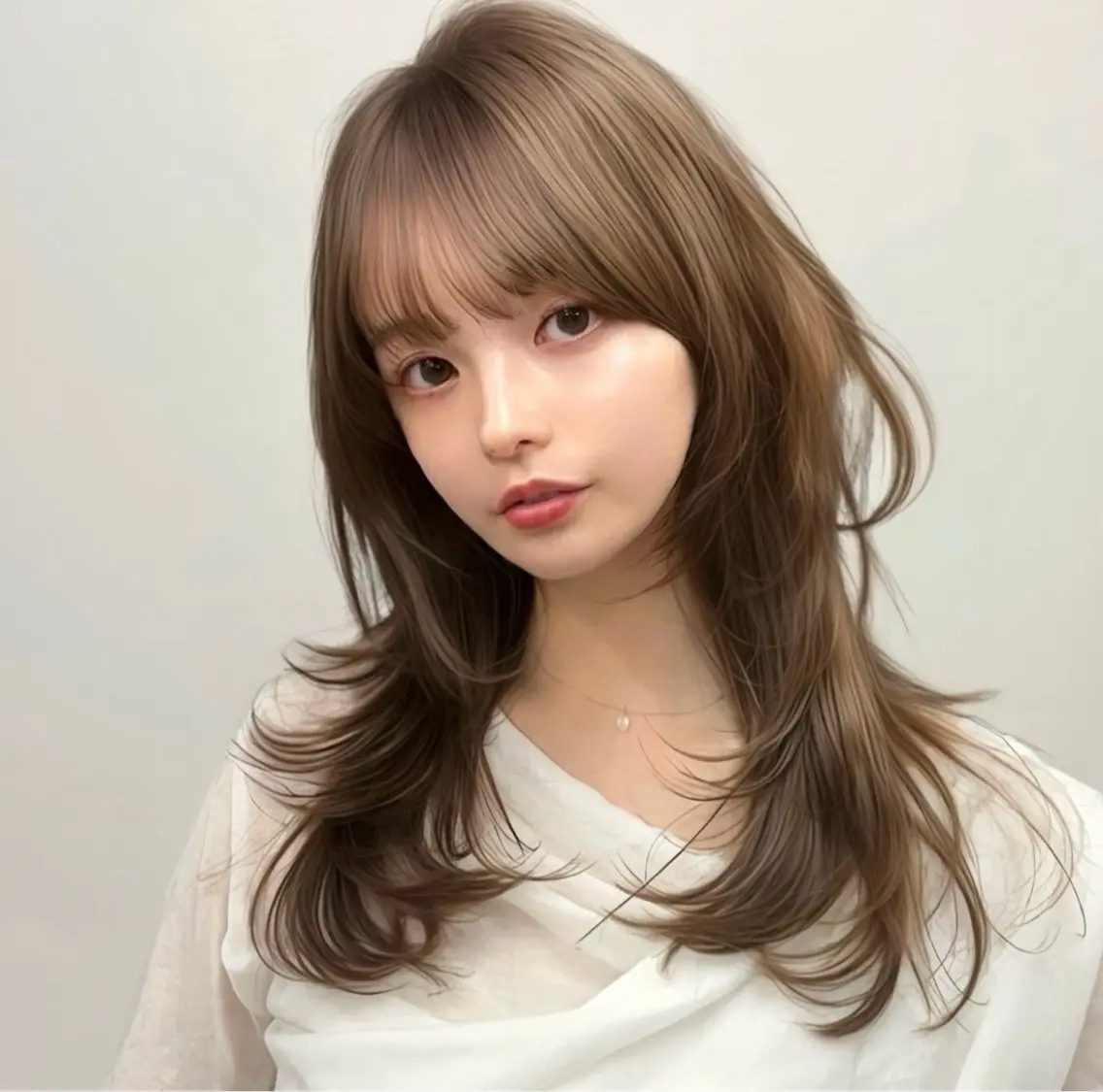 ロング ヘアカラー トリートメント 神戸レイヤーカット 顔周り／骨格診断のヘアスタイル